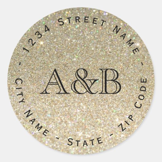 Kennzeichen für die Rücksendeadresse des Glitzer Runder Aufkleber (Vorderseite)