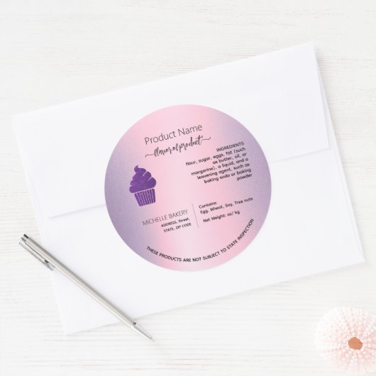 Kennzeichen für lila Cupcake-Hütte Runder Aufkleber (Umschlag)