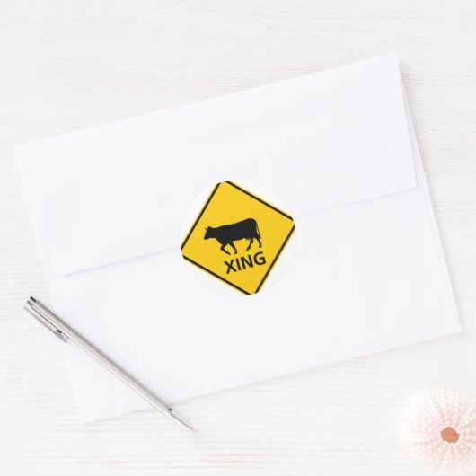 Kennzeichen für Rinderüberquerung Runder Aufkleber (Umschlag)