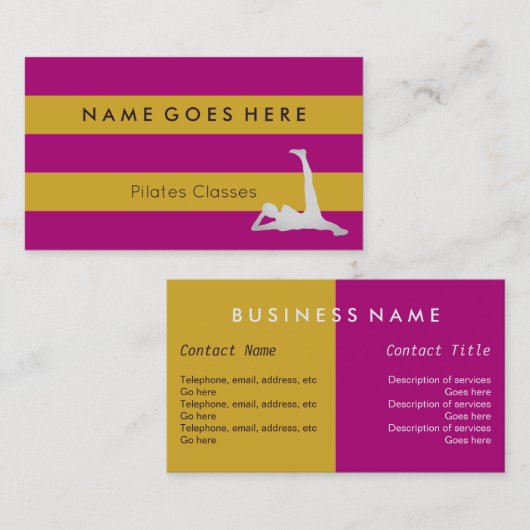"Kennzeichnet" Pilates Visitenkarten Visitenkarte (Vorne/Hinten)