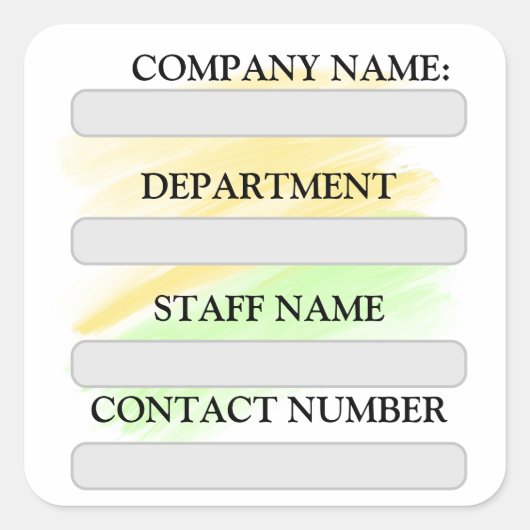 KENNZEICHNUNG DES PERSONALS FÜR DAS UNTERNEHMEN QUADRATISCHER AUFKLEBER (Vorderseite)