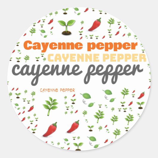KENNZEICHNUNG FÜR HERB - CAYENNE PEPPER RUNDER AUFKLEBER (Vorderseite)