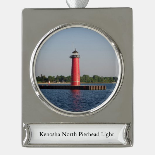 Kenosha North Pierhead Banner Banner-Ornament Silber (Vorderseite)