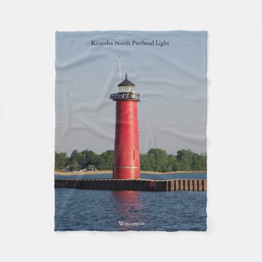 Kenosha North Pierhead Light Fleece Decke (Vorderseite)