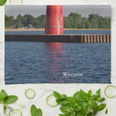 Kenosha North Pierhead Light Küchentuch (Gefaltet)