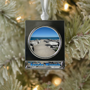 Kenosha, Wisconsin am See Michigan Banner-Ornament Silber