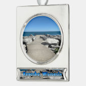 Kenosha, Wisconsin am See Michigan Banner-Ornament Silber (Links)