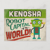 Kenosha Wisconsin Robot - Funny Vintag Postkarte (Vorderseite)