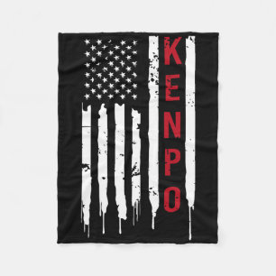 Kenpo Karate Amerikanische Flagge für Frauen Männe Fleecedecke