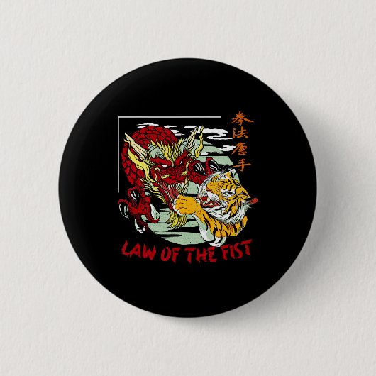 Kenpo Karate Chinesische Schriftzeichen-Gesetz Button (Vorderseite)