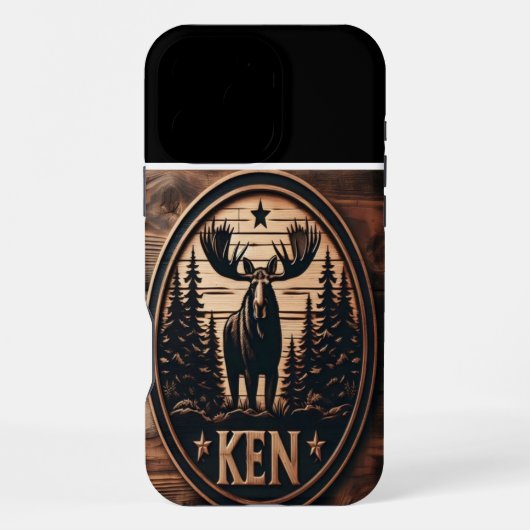 Kens Elch-Holzschild iPhone Hülle (Rückseite)