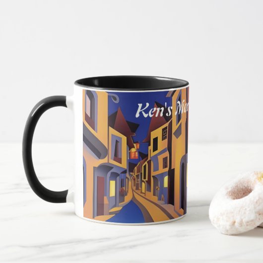 Kens Personalisiert anpassbares Koffein am Morgen Tasse (Mit Donut)
