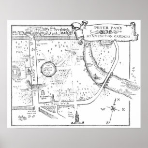 Kensington Gardens Peter Pan B&W Karte Poster