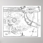 Kensington Gardens Peter Pan B & W Map Poster (Vorne)