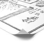 Kensington Gardens Peter Pan B & W Map Poster (Ecke)