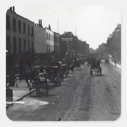 Kensington High Street, London Quadratischer Aufkleber (Vorderseite)