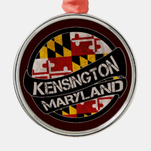 Kensington Maryland-Fahnengrunge rund um die Verzi Silbernes Ornament