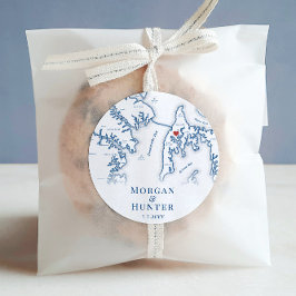 Kent Island Hochzeit in Urlaubsort Elegante Karte  Runder Aufkleber