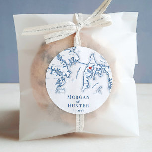 Kent Island Hochzeit in Urlaubsort Elegante Karte  Runder Aufkleber