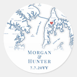 Kent Island Hochzeit in Urlaubsort Eleganter Rahme Runder Aufkleber