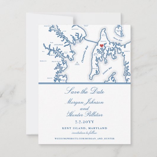 Kent Island Maryland Hochzeit in Urlaubsort Save The Date (Vorderseite)