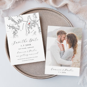 Kent Island Maryland Map Black and White Foto Save The Date