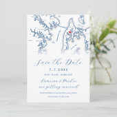 Kent Island Maryland Map Navy Blue Foto Save The Date (Stehend Vorderseite)