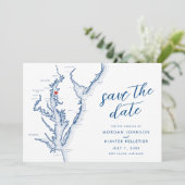 Kent Island Maryland Map Wedding Save The Date (Stehend Vorderseite)
