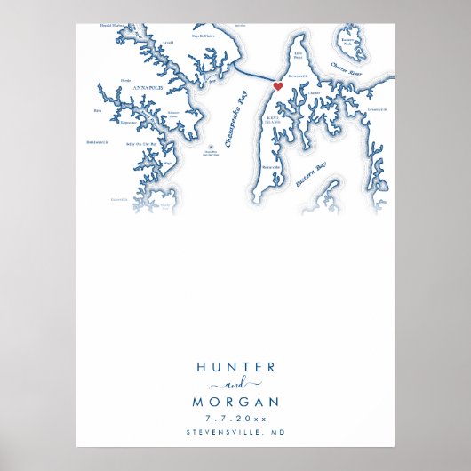 Kent Island MD Weddern Modern Guest Book Poster (Vorne)