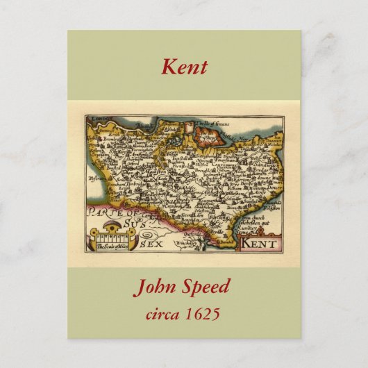 Kent Landkreis England Old Antiquarian John Speed  Postkarte (Vorderseite)