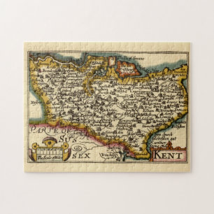 Kent Landkreis England Old Antiquarian John Speed Puzzle
