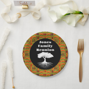 Kente Black Family Wiedersehen Paper Plate Pappteller