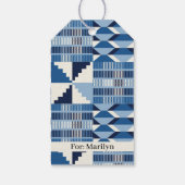 Kente Block - Sanftes Indigo Geschenkanhänger (Rückseite)