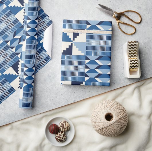 Kente Block - Sanftes Indigo Geschenkpapier (Kunsthandwerk)