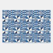 Kente Block - Sanftes Indigo Geschenkpapier Set (Vorderseite)