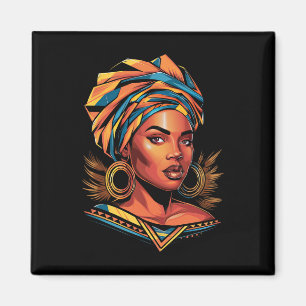Kente Cloth Head Wrap Beautiful Black Afro Frau E Magnet