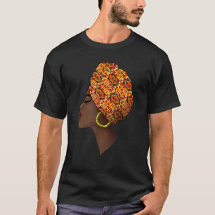 Kente Cloth Head Wrap Black Melanin Afro Frauin Af T-Shirt