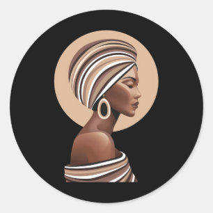 Kente Cloth Head Wrap Ethnic Beautiful African Afa Runder Aufkleber