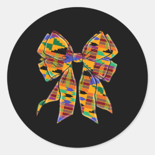 Kente Coquette Bow Black History Mont African Ame Runder Aufkleber