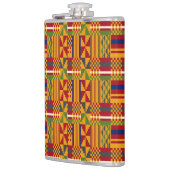 Kente Ethnic Pattern - Lebhaftes afrikanisches Tex Flachmann (Links)