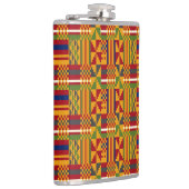 Kente Ethnic Pattern - Lebhaftes afrikanisches Tex Flachmann (Rechts)