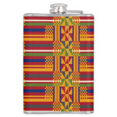 Kente Ethnic Pattern - Lebhaftes afrikanisches Tex Flachmann (Rückseite)