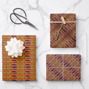 Kente Ethnic Pattern - Lebhaftes afrikanisches Tex Geschenkpapier Set