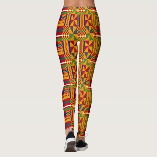 Kente Ethnic Pattern - Lebhaftes afrikanisches Tex Leggings (Rückseite)