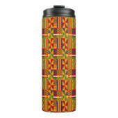 Kente Ethnic Pattern - Lebhaftes afrikanisches Tex Thermosbecher (Vorderseite)