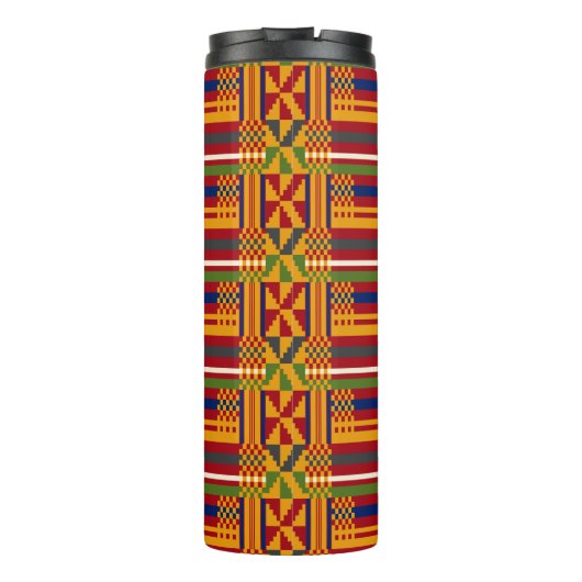 Kente Ethnic Pattern - Lebhaftes afrikanisches Tex Thermosbecher (Rückseite)