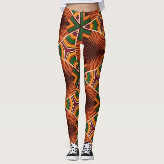 Kente Geometrics Kwanza  Afrocentric  Leggings (Vorderseite)