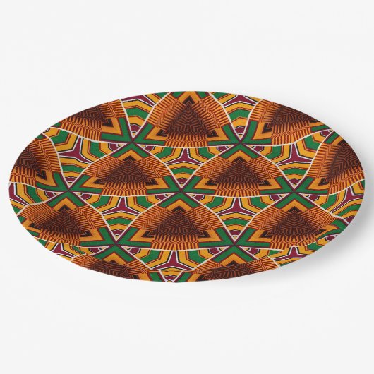 Kente Geometrics Kwanzaa Afrocentric Pappteller (Schrägansicht)