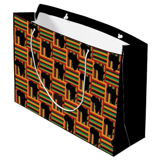 Kente Gift Bag Große Geschenktüte (Rückseite Schrägansicht)