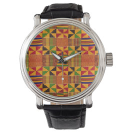 Kente motif Textur Druck Gesicht Armbanduhr. Armbanduhr